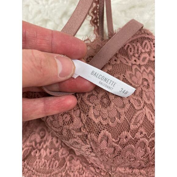 Aerie Women's Size 34B Mauve Pink Lace Real Power Balconette Bra - Picture 3 of 8